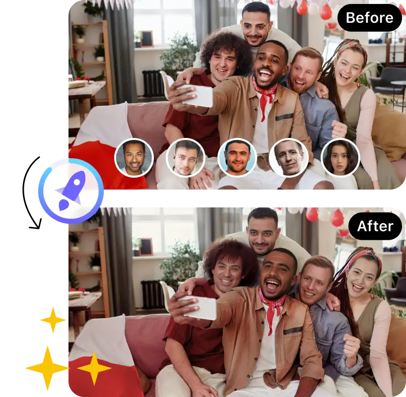 Échange de Visages Multiples AI En Ligne